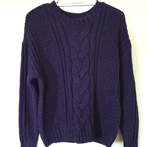 One A Navy Cable Knit Sweater Size Medium